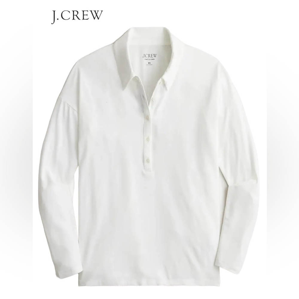 J. Crew NWT Relaxed Long-Sleeve Stretch Linen Blend Shirt White XL